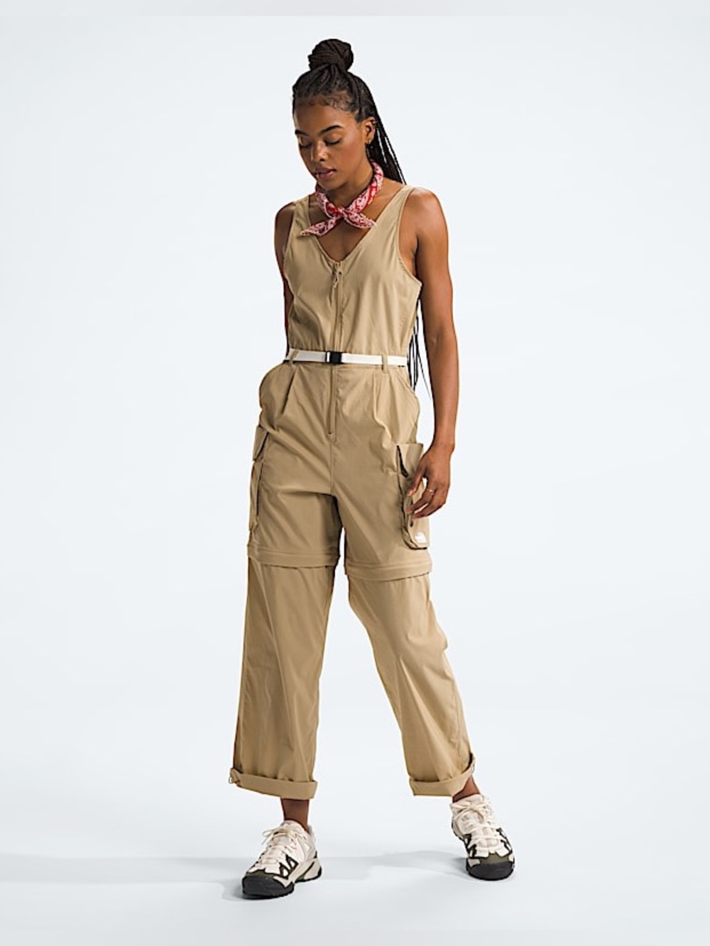 The North Face Class V Pathfinder Convertible Utility Jumpsuit M Tan